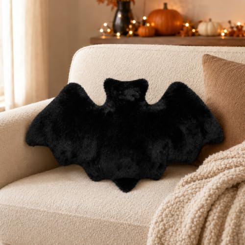 Halloween Bat Throw Pillow 18x9 Inch Cozy Gothic Indoor Decor - 1Pc