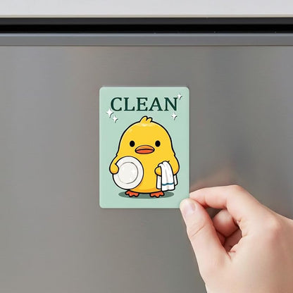 Funny Duck Dishwasher Clean Dirty Sign Magnet with Variation Duck