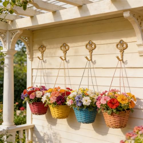 Gold Crown Curtain Holdbacks 2 Pack - Heavy Duty Metal Wall Hooks for Drapes, Coats, Hats & Towels, Rustic Decor