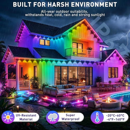 500FT RGB+IC Outdoor String Lights with App & Remote - Waterproof Garden Decor