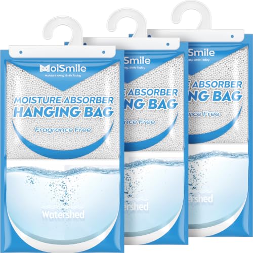 Large Capacity Hanging Moisture Absorber Bags - Unscented, 3 Pack - Fragrance Free