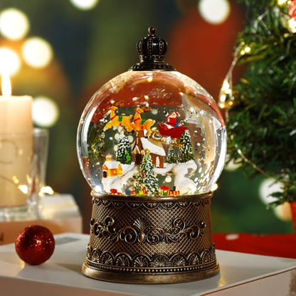 Christmas Snow Globe with Music & Waterfall Effects - Snow Village Variation