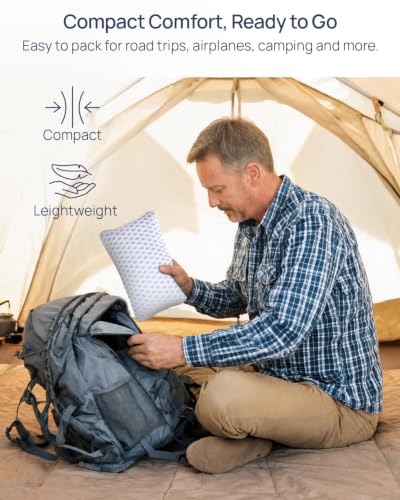 Travel Neck Pillow 2 Pack - Small Memory Foam Support for Airplanes, Car, Camping