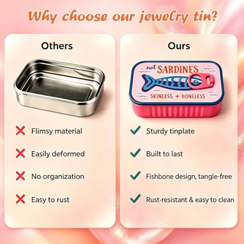 Light Cyan Blue Sardine Can Jewelry Box - 3D Printed Tangle-Free Travel Case
