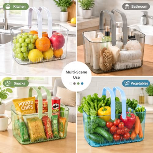 Portable Clear Plastic Shower Caddy with Handle and Ventilation Holes