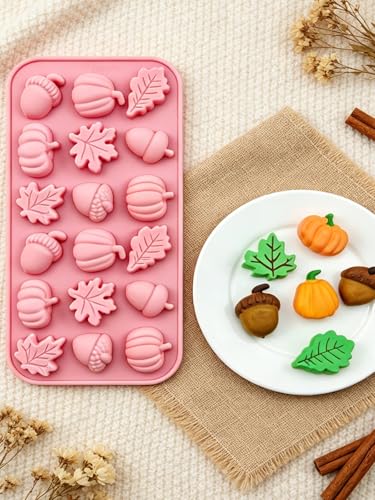 Pumpkin Maple Leaves Silicone Mold - Fall Theme Chocolate, Resin, Cake Decoration, 2 Pieces