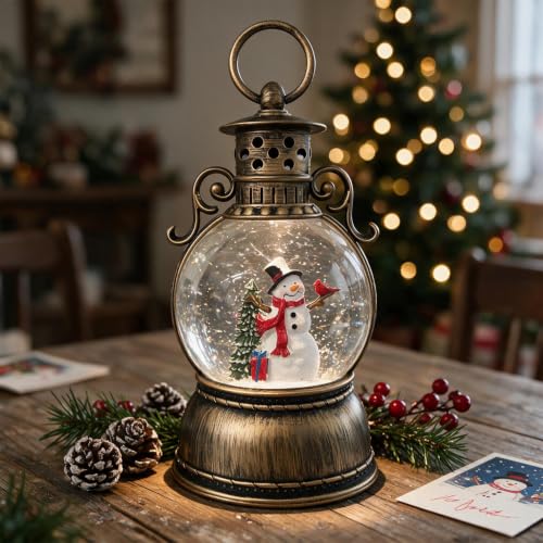 Christmas Snow Globe Lantern with Music & LED Lights - 9.6 Inch
