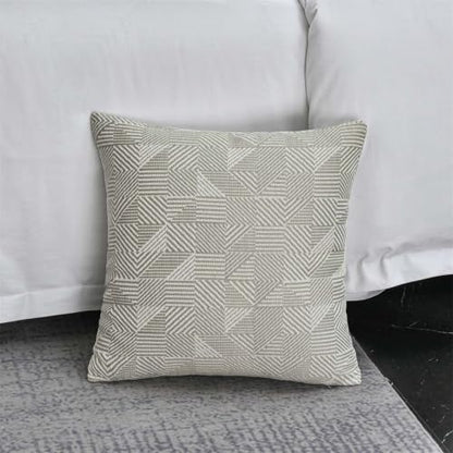 Gray Polyester Striped Bed Runner & Cushion Set 18x83in for Sofa Bedroom Hotel