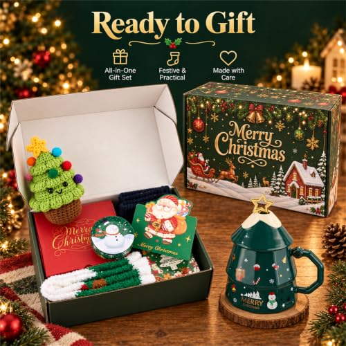 Christmas Gift Basket for Women - Spa & Cozy Accessories, Green Holiday Gift Set - Variation of Green Christmas Gifts