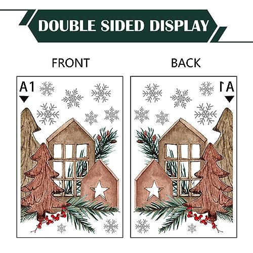 Winter Pine Cone Window Clings - 9 Sheets Holiday Snowflakes & Decorations