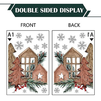 Winter Pine Cone Window Clings - 9 Sheets Holiday Snowflakes & Decorations