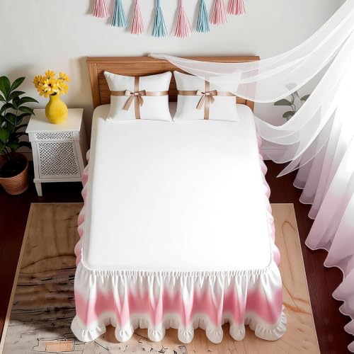 Twin Bed Skirt Ruffle for Dorm Room - Purple 32 Inch