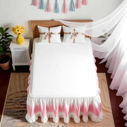 Twin Bed Skirt Ruffle for Dorm Room - Purple 32 Inch