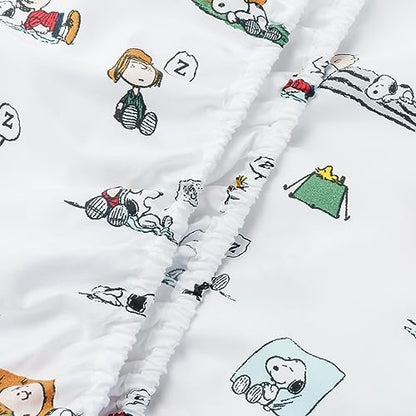 Berkshire Blanket Peanuts® Kids Sheet Set, Full Size - 4 Pieces, Peanuts® Sleeping Colorized Sheet Scale White, Cute Character Snoopy Printed Soft Microfiber Bed Sheets