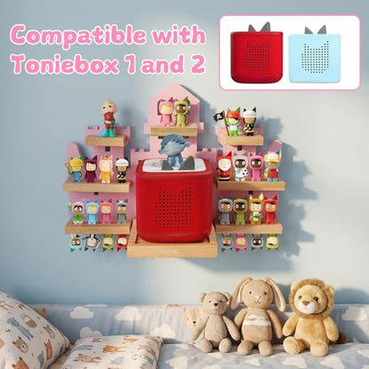 Castle Pink Magnetic Toy Storage Shelf for Toniebox - Kids Room Organizer