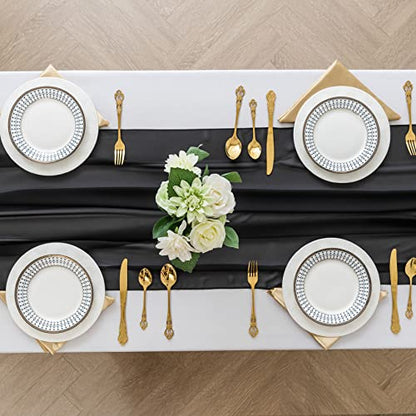 Peomeise 6 Pack Chiffon Table Runners 14x108 Inches - Black, Elegant Decor