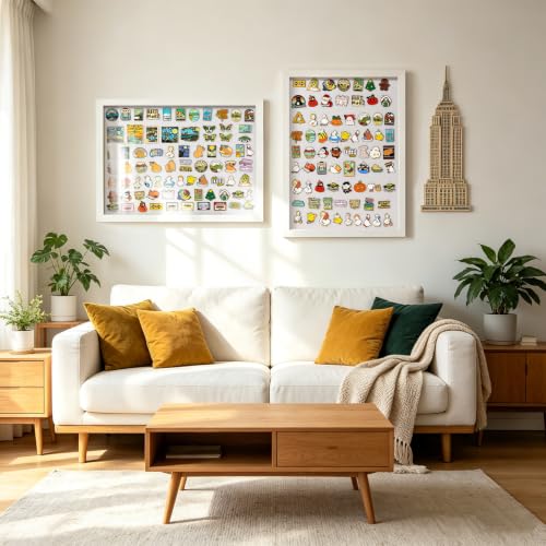 12x16 Wall Display Shadow Box Frame for Pins - White