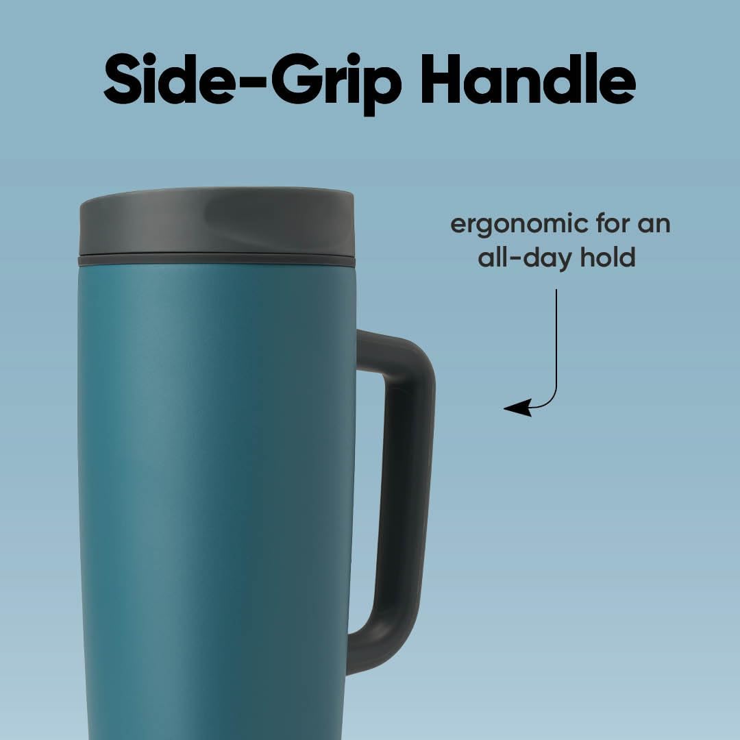 Owala SmoothSip Slider Travel Mug - 24 oz Stainless Steel Insulated, Leak Proof, Hot & Cold Drinks, BPA Free