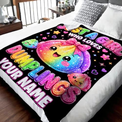 Black Personalized Cozy Dumpling Blanket for Girls & Kids