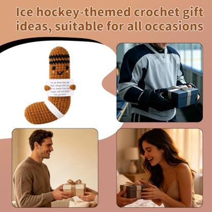 Hockey Crochet Doll - Handmade Positive Energy Gift, Brown
