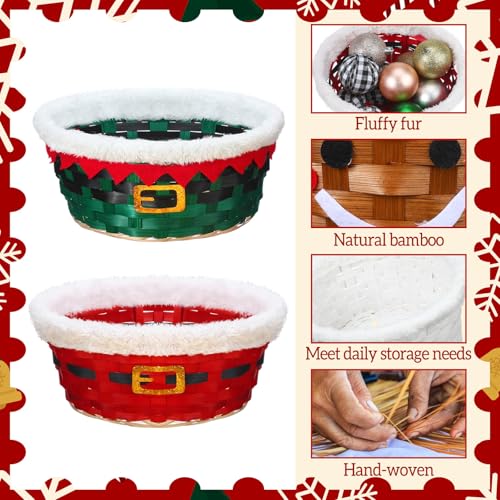 Youyole Classic Christmas Gift Basket Set - Woven Bamboo Santa Gingerbread Snacks