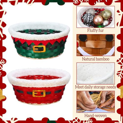 Youyole Classic Christmas Gift Basket Set - Woven Bamboo Santa Gingerbread Snacks