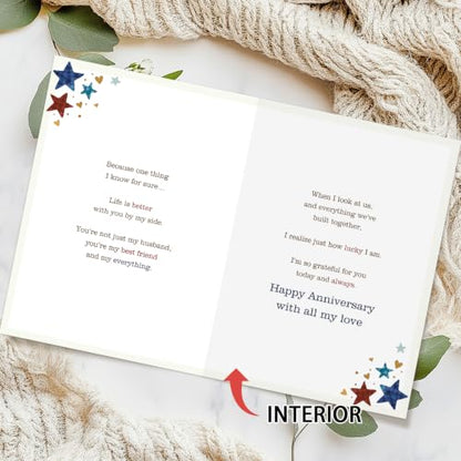 Mu-384 Anniversary Card for Husband from Wife - Romantic Gift from Wife to Husband
