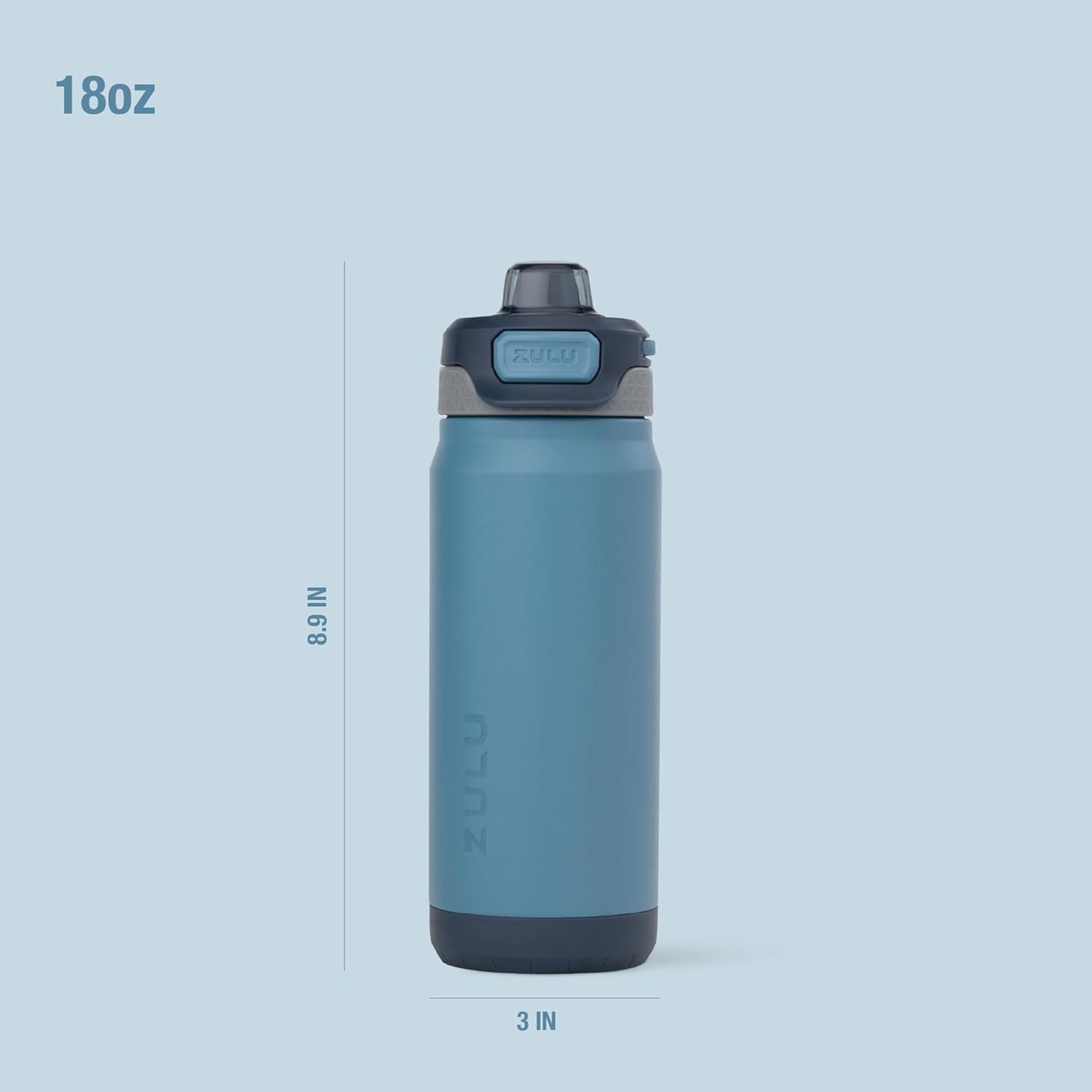 ZULU Powerfill Pro 18oz Stainless Steel Water Bottle - Quick Fill Lid, Triple Wall Insulation, Leak Proof, Midnight Storm
