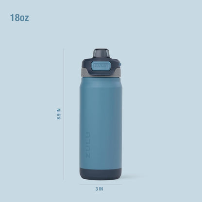 ZULU Powerfill Pro 18oz Stainless Steel Water Bottle - Quick Fill Lid, Triple Wall Insulation, Leak Proof, Midnight Storm