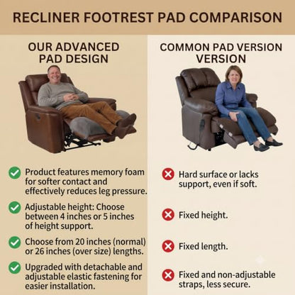 Foot Rest Pillow for Recliner - Memory Foam Leg Cushion 20 Inch Gray 1