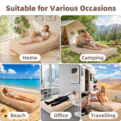 Inflatable Couch Air Sofa Bed with Built-in Pump, Portable Lounge for Camping Beach Home