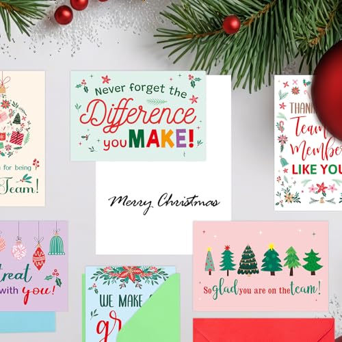 Holiday Appreciation Cards for Employees 24 Pack with Envelopes & Stickers