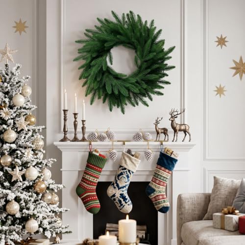 26-Inch Real Touch Pine Wreath for Front Door Holiday Decor