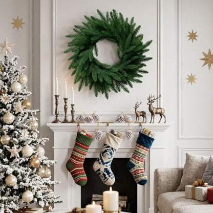 26-Inch Real Touch Pine Wreath for Front Door Holiday Decor
