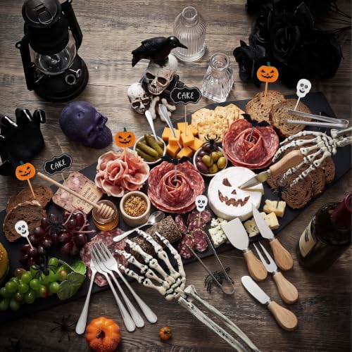 Halloween Coffin Charcuterie Board Set with Cheese Knives and Food Picks - Black