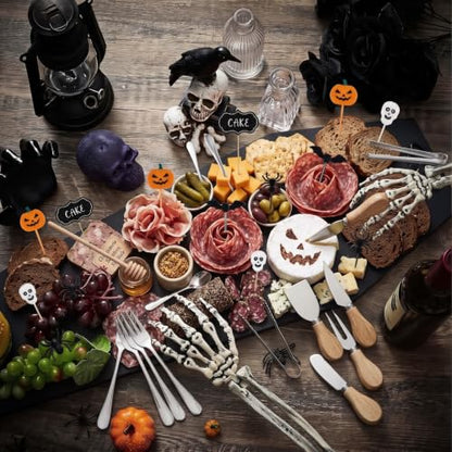 Halloween Coffin Charcuterie Board Set with Cheese Knives and Food Picks - Black