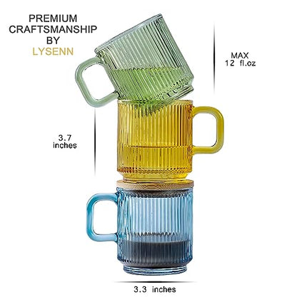 Lysenn Glass Coffee Mug with Bamboo Lid - Lime Green - 12oz Tea Cup