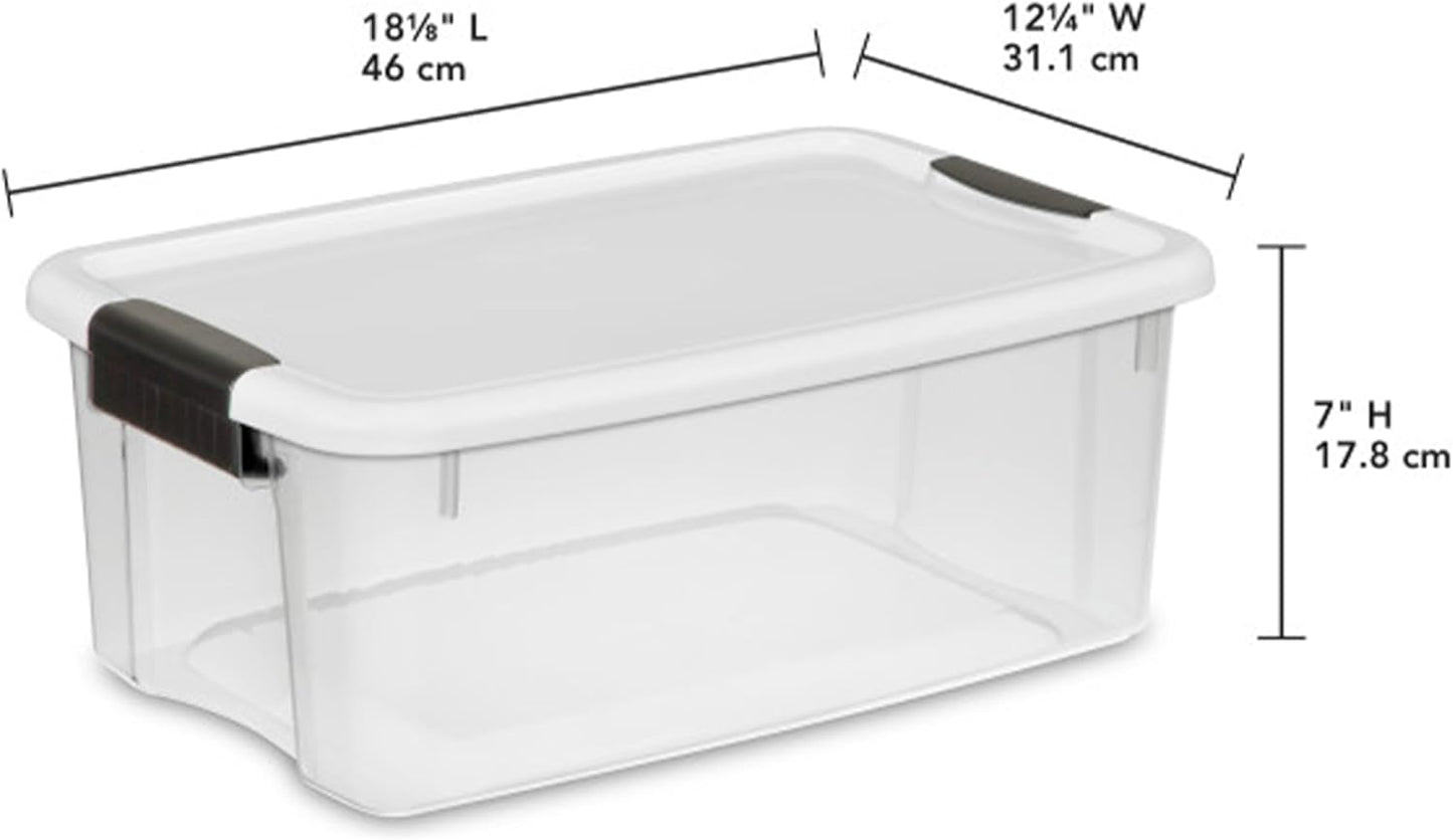 Sterilite 6-Pack Ultra Latching Storage Bins - Clear Plastic 18 Quart Organizing Containers for Home & Office