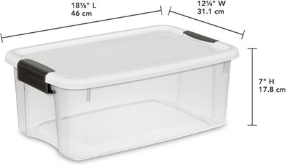 Sterilite 6-Pack Ultra Latching Storage Bins - Clear Plastic 18 Quart Organizing Containers for Home & Office