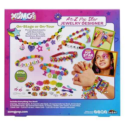 Cra-Z-Art XOMG POP! A-Z Pop Star Fashion Jewelry Making Kit - Make Unique Bracelets, Necklaces, Earrings and More, Comes with Letter Beads, Charms, and So Much More, Great for Ages 8 and Up