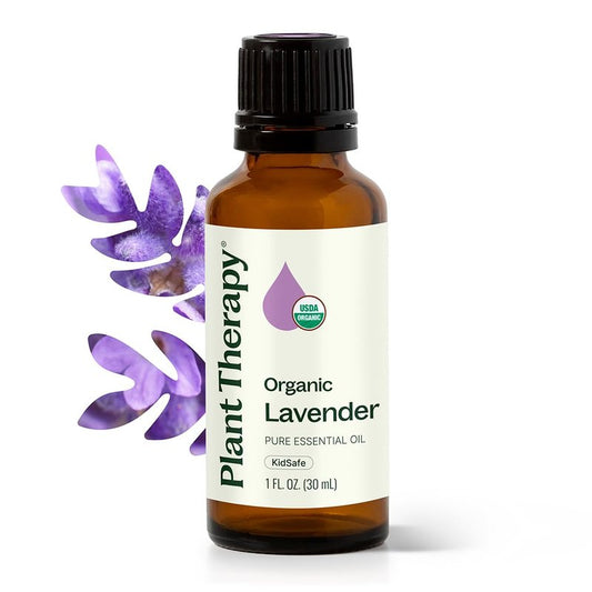 Plant Therapy Organic Lavender Essential Oil 100% Pure, USDA Certified Organic, Undiluted, Natural Aromatherapy for Diffusion & Topical Use, For Skin, Hair, Relaxation, Premium Therapeutic Grade 30 mL