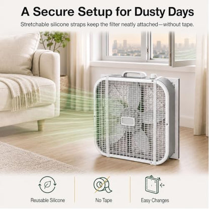 Stretchable Silicone Box Fan Filter Straps 2Pcs Clear - Adjustable Fan Filter Holders