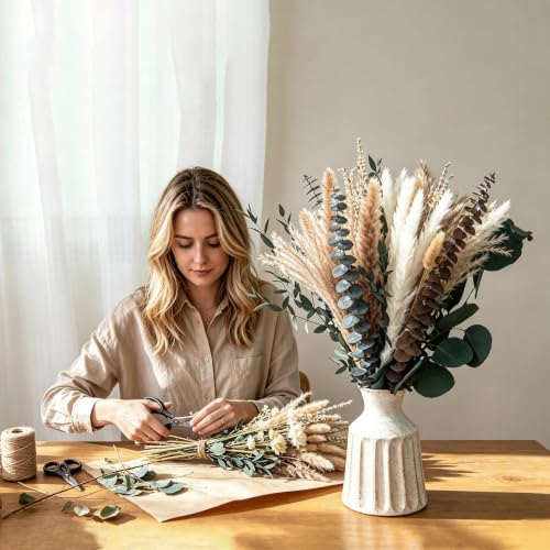 275 pcs Dried Flower Bouquet with Eucalyptus Lavender Pampas Grass for Rustic Decor