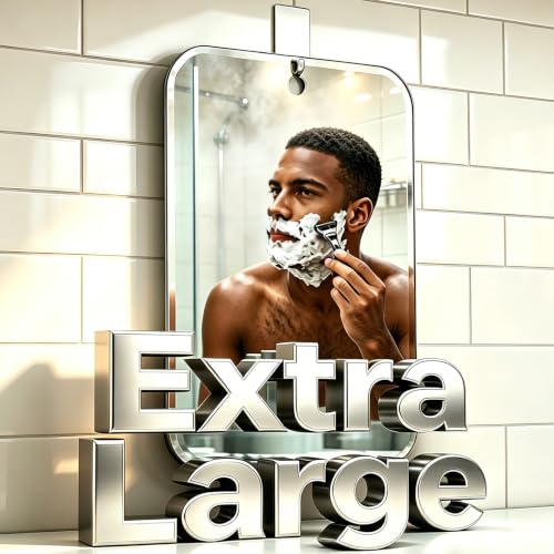 Unbreakable Fogless Shower Mirror - Light Gray 11x8 Inch Anti-Fog Bathroom Mirror for Shaving & Travel