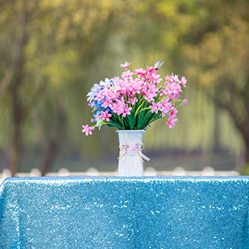 Baby Blue Sequin Tablecloth 50x80 Inch Rectangle Glitter Party Cover