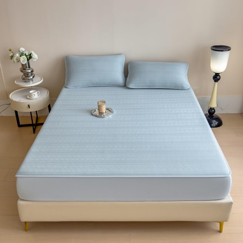 Queen Quilted Mattress Topper with Cooling Fitted Cover Deep Pocket A05