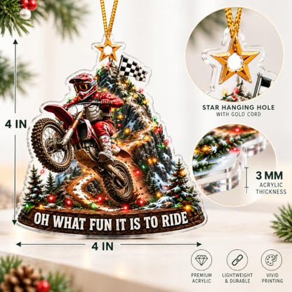 Motocross Rider Christmas Ornament - Off-Road Motorcycle Holiday Decor - Acrylic Gift