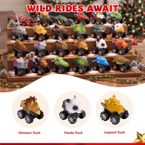 Christmas Advent Calendar with 24 Monster Truck Toys - Holiday Countdown & Party Favor