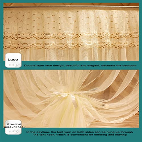 Telescopic U-Shaped Mosquito Net Canopy for King Bed with 3 Doors - White 78.7"W x 90.6"L