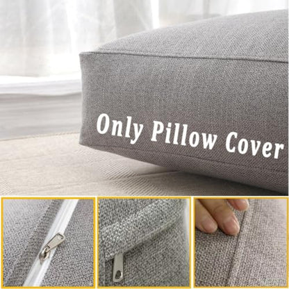 Khaki Linen Sofa Back Cushion Cover 28x20x6in Deep for Couch Bed Chair